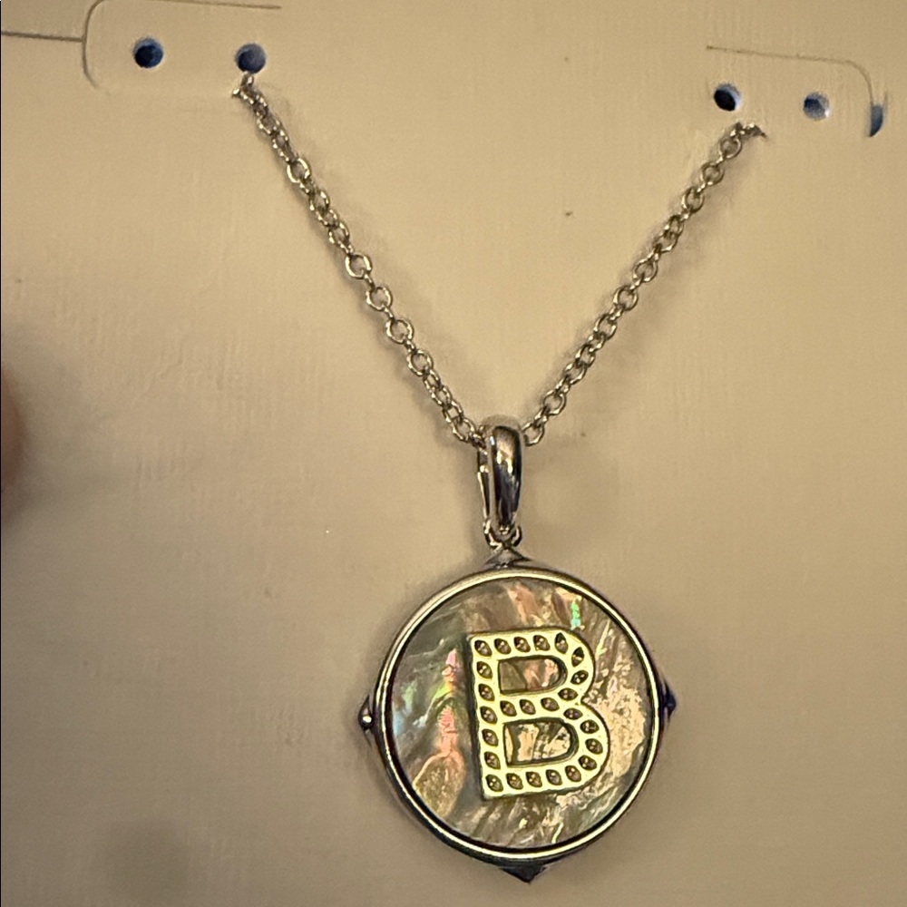 🩶Kendra Scott Silver & Mother of Pearl Reversible Initial Necklaces🩶 - Picture 5 of 14